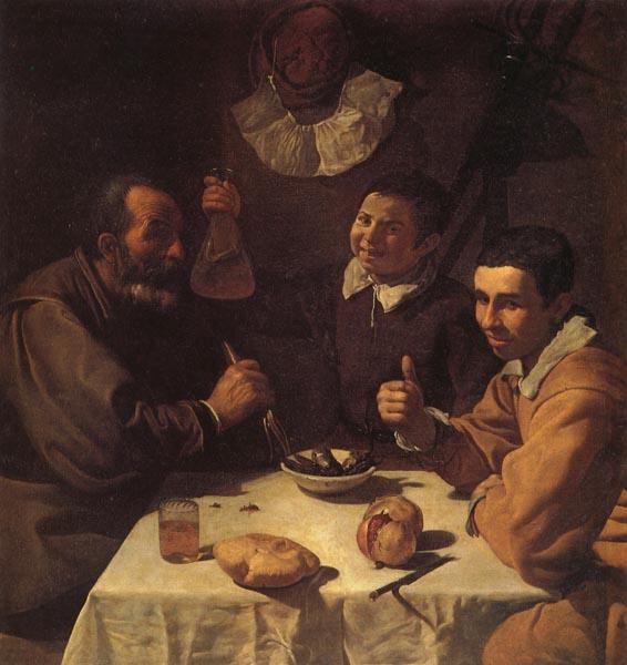 VELAZQUEZ, Diego Rodriguez de Silva y Three Men at a Table oil painting image